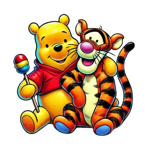 Winnie the pooh watercolour background,  winnie the pooh and tigger png clipart, tigger png, instant download