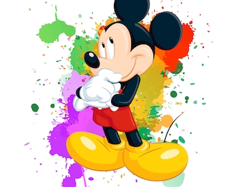 Mickey mouse watercolor background,  Mickey mouse png clipart,  Mickey splash,  instant download