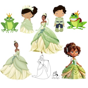 The Princess and the frog png bundle, Princess tiana png, prince frog png, instant download