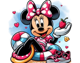 Verano de Minnie Mouse, imágenes prediseñadas de Minnie Mouse, vacaciones de Minnie Mouse, descarga instantánea