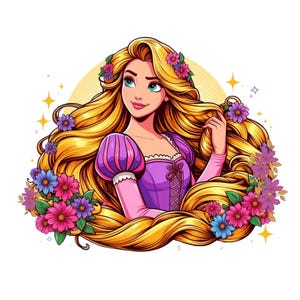 Rapunzel png clipart, rapunzel flower design, Princess rapunzel, tangled png, instant download
