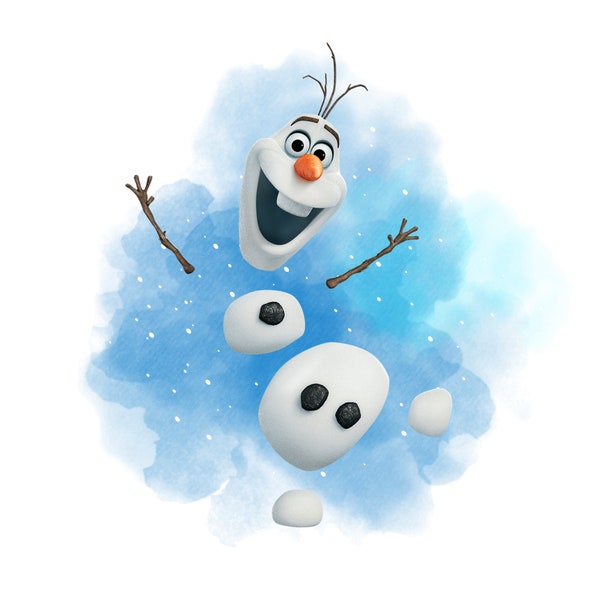 Frozen olaf watercolor background, olaf png clipart, Frozen character, instant download