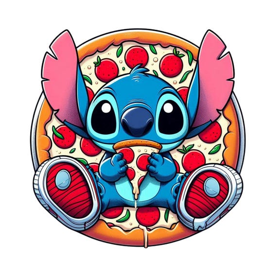 スティッチのPNGクリップアート、ピザを食べるスティッチ、スティッチ
