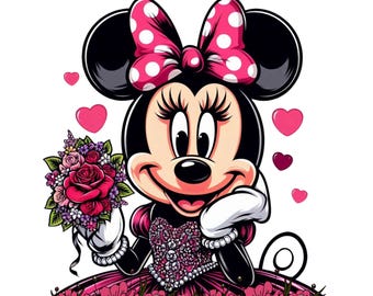 Minnie mouse prom design, minnie mouse png clipart, Minnie mouse flower, instant download