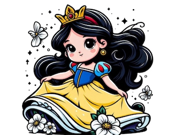 Snow white png clipart, little snow white design, Princess snow white, Princess birthday, instant download