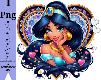 Princess jasmine png clipart, jasmine love, Aladdin Princess, cute jasmine png, instant download