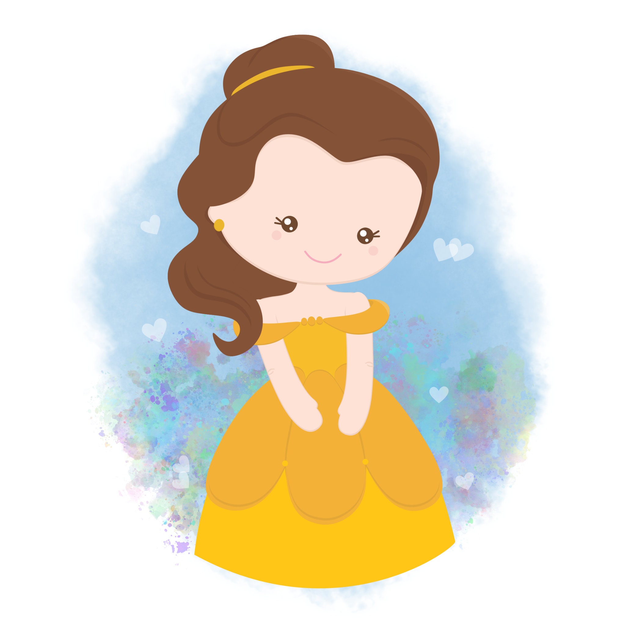 Princess Belle Watercolor Background, Princess Belle Png Clipart, Baby ...