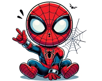 Spiderman png clipart, cute spiderman image, super hero, little spiderman,  instant download