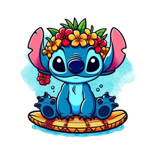 stitch png clipart, stitch summer vacation, cute stitch, lilo and stitch character, instant download