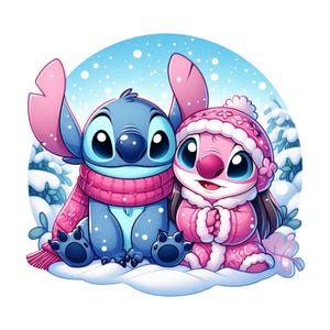 stitch and angel png-clipart, steek winterontwerp, lilo and stitch-tekens, instant download