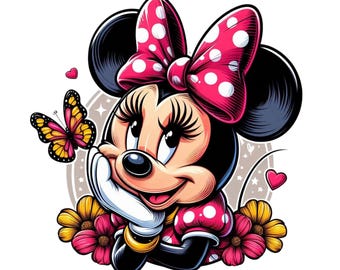 Minnie mouse spring, minnie mouse png clipart, cute minnie mouse image, instant download