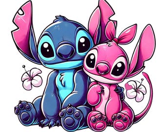 スティッチとエンジェルのPNGクリップアート、リロ＆スティッチのキャラクター、スティッチの親友、即時ダウンロード