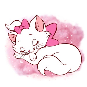 おしゃれキャットのマリーの水彩画の背景、かわいい猫、おしゃれキャットのpngクリップアート、すぐにダウンロード