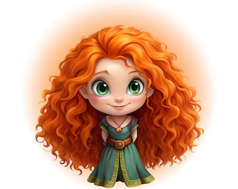 Clipart princesse merida png, merida brave png, merida mignonne, anniversaire de princesse, téléchargement immédiat