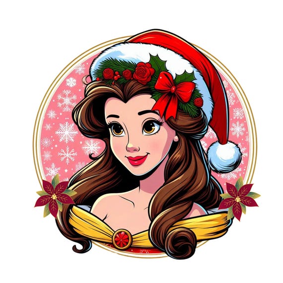 Princess belle png clipart, Princess belle christmas design, beauty and the beast png, instant download