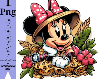Minnie mouse png clipart, minnie mouse safari design, cute minnie mouse, instant download