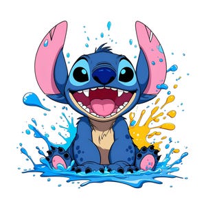 Stitch png clipart, stitch splash design, stitch colourfull, lilo and stitch character, instant download