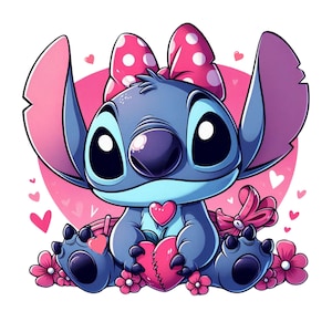 stitch png clipart, stitch love design, stitch valentine&#39;s day, lilo and stitch character, instant download