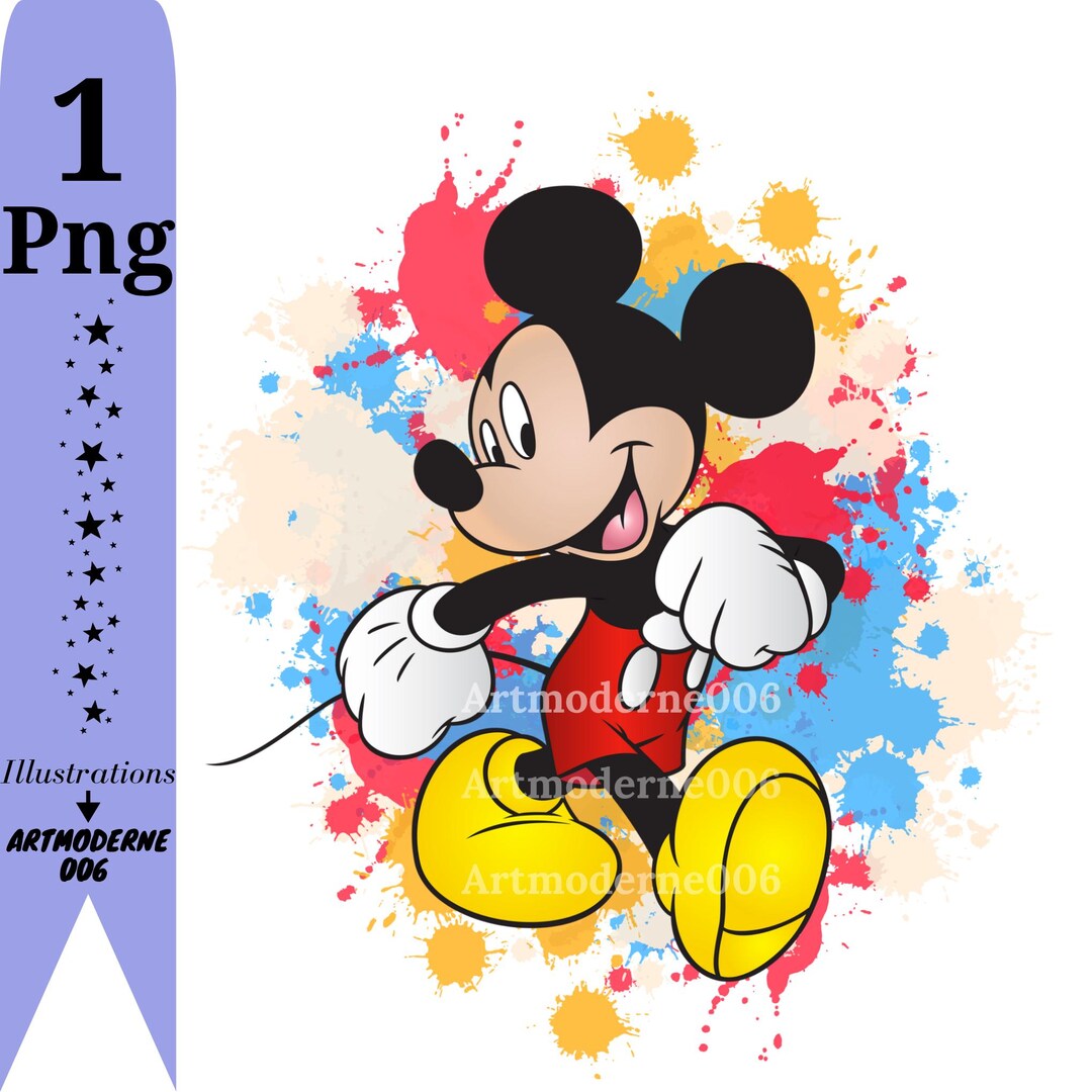 ミッキーマウスの水彩画の背景、ミッキーマウスのpngクリップアート