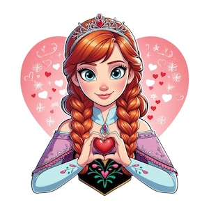 Princess anna png clipart, Princess anna love design, frozen princess, frozen character, instant download