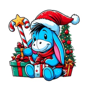 Winnie the pooh Eeyore christmas, eeyore png clipart, cute eeyore image, winnie the pooh png, instant download