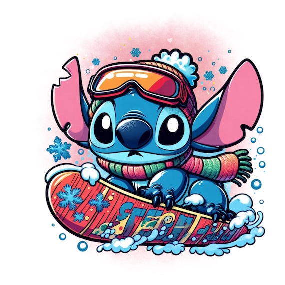 Stitch Snowboard Design, Stitch Png Clipart, Stitch Winter, Lilo