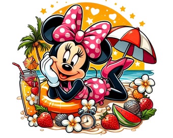 minnie mouse summer,minnie mouse png clipart, minnie mouse holiday, instant download