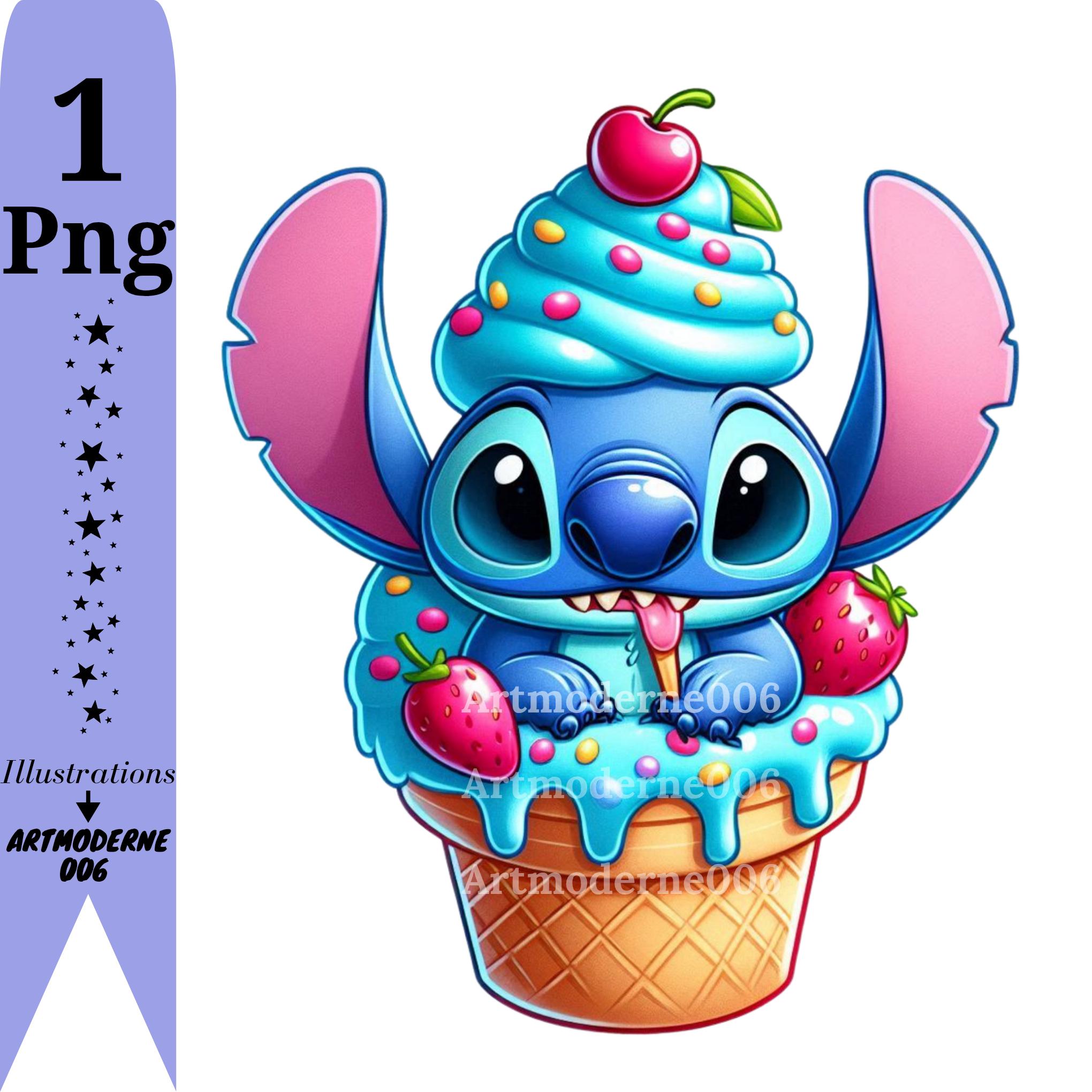 スティッチのPNGクリップアート、スティッチアイスクリーム、かわいい