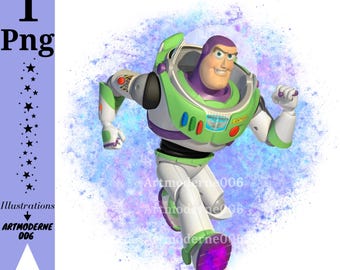 Tło akwarelowe Buzza Lightyeara, clipart Toy Story w formacie PNG, postać z Toy Story, natychmiastowe pobieranie
