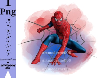 Spiderman png clipart, spiderman watercolor background, super hero, spiderman png,  instant download