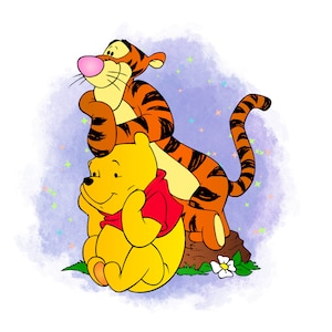 Winnie the pooh watercolour background,  pooh and togger png clip art, Winnie friends, instant download