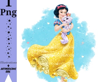 Snow white png clipart, snow white shirt design, Princess birthday, watercolor background, instant download