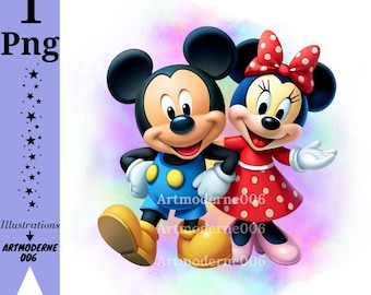 Mickey and minnie mouse watercolour background,Mickey mouse png clipart,minnie mouse png,instant download