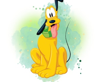Mickey mouse pluto watercolour background, pluto png clipart, Mickey mouse friends, instant download