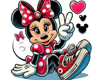 Imagen linda de Minnie Mouse, clipart PNG de Minnie Mouse, símbolo de la paz de Minnie Mouse, victoria de Minnie, descarga instantánea