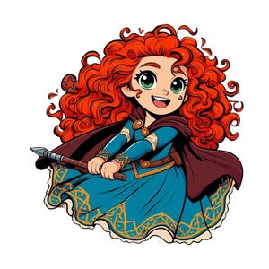 Princess merida png clipart, merida brave png, cute merida, Princess birthday, instant download