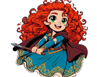 Clipart princesse merida png, merida brave png, merida mignonne, anniversaire de princesse, téléchargement immédiat