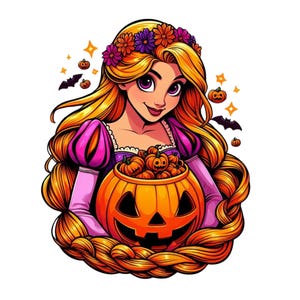 rapunzel png clipart, rapunzel halloween design, rapunzel pumpkin, tangled princess,instant download