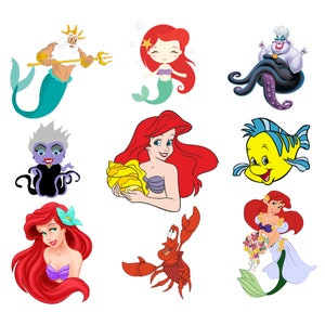Little mermaid png bundle, Princess ariel png, ursula, sebastian, King triton, instant download
