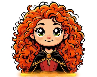 Clipart princesse merida png, merida brave png, merida mignonne, anniversaire de princesse, téléchargement immédiat