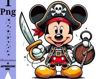 Mickey mouse pirate,  Mickey mouse png clipart, cute mickey mouse image, instant download