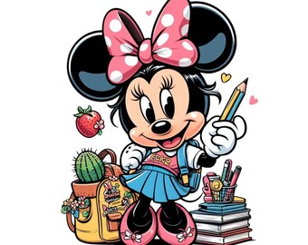 Minnie mouse student design, minnie mouse png clipart, cute minnie mouse image, instant download