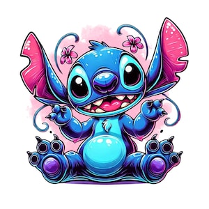 clipart png de point, fond aquarelle, png de point, personnage lilo et stitch, point mignon, téléchargement immédiat
