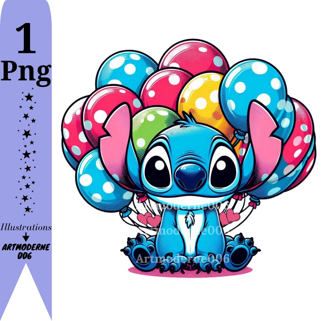 Stitch Png Clipart, Stitch Balloons Design, Stitch Birthday, Lilo and ...