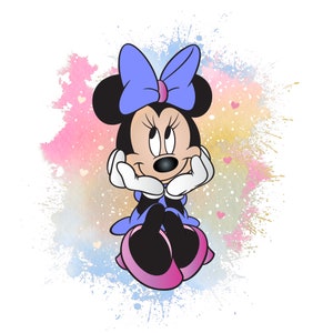 Minnie mouse watercolour background, minnie mouse png clipart, Minnie birthday, instant download