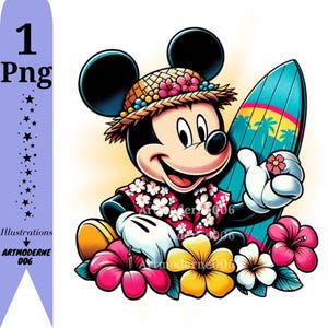 Mickey Mouse Surfing - Etsy
