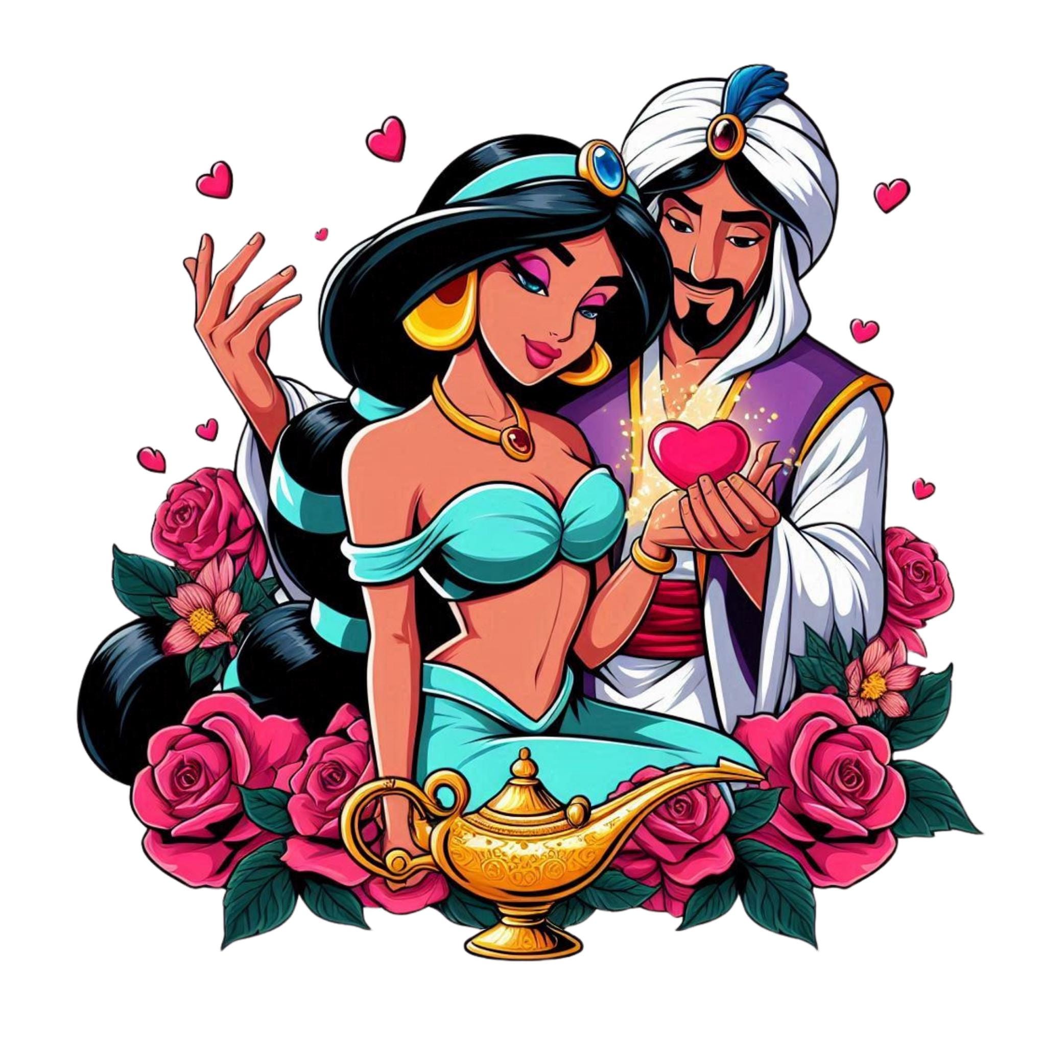 Princess jasmine and aladdin png clipart, jasmine png, jasmine love, prince aladdin, instant download
