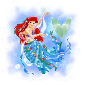 The little mermaid watercolour background,  Princess ariel png clipart, Princess ariel png, instant download