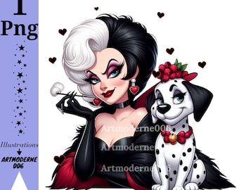 cruella de vil png clipart, 101 dalmatians png, 101 dalmatians villain, villain cruella, instant download