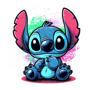 stitch watercolor background, stitch png clipart, cute stitch image, lilo and stitch characters, instant download